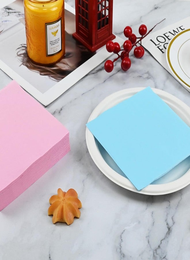 pyntop Gender Reveal Cocktail Napkins - 100Pack Blue and Pink Cocktail Napkin for Gender Reveal Party, 5Inch Disposable Beverage Napkins, Baby Shower Napkin Decorations, Boy or Girl Themed Party Supplies - Image 5